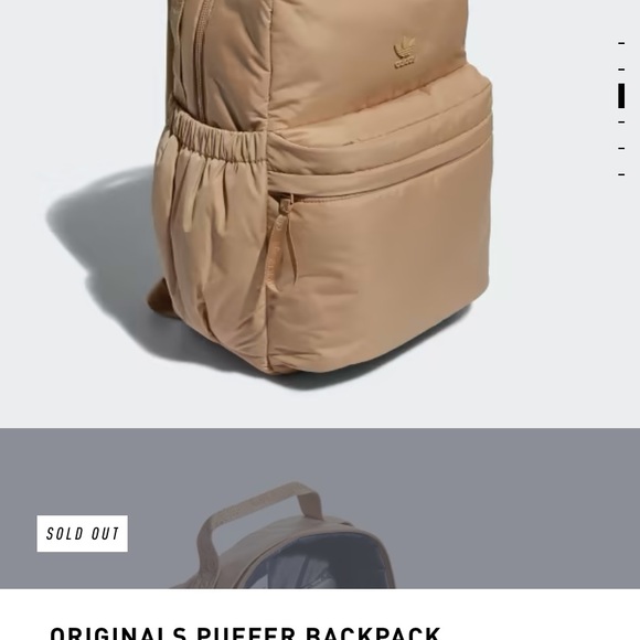 Adidas Originals Puffer Backpack - Tan - Picture 3 of 11
